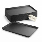 Glownary Full Size Non-Stick Aluminum Sheet Pan, 18 Gauge, Gray, 18x26 Inch, Wire Rim, Freezer Safe, 12 Pack