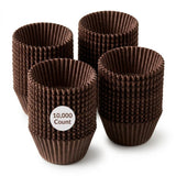Glownary Brown Glassine Baking Cups, 2 x 1.75 Inch Standard Size, Fluted Paper Candy Liners, Grease-Resistant, Oven Safe, 10000/Case