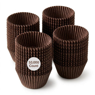 Glownary Brown Glassine Baking Cups, 2 x 1.75 Inch Standard Size, Fluted Paper Candy Liners, Grease-Resistant, Oven Safe, 10000/Case