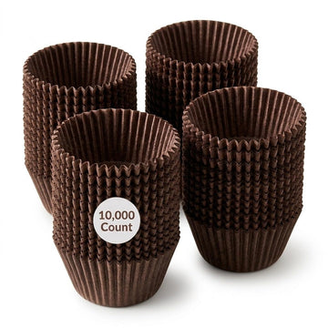 Glownary Brown Glassine Baking Cups, 2 x 1.75 Inch Standard Size, Fluted Paper Candy Liners, Grease-Resistant, Oven Safe, 10000/Case