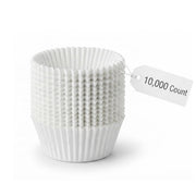 Glownary White Fluted Mini Baking Cups, Paper, 1 3/8 x 15/16 Inch, Oven Safe to 450F, 10,000 Count
