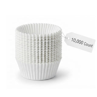 Glownary White Fluted Mini Baking Cups, Paper, 1 3/8 x 15/16 Inch, Oven Safe to 450F, 10,000 Count
