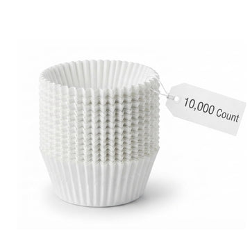 Glownary White Fluted Mini Baking Cups, Paper, 1 3/8 x 15/16 Inch, Oven Safe to 450F, 10,000 Count