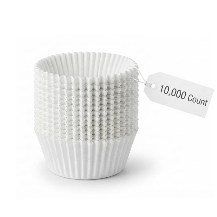 Glownary White Fluted Mini Baking Cups, Paper, 1 3/8 x 15/16 Inch, Oven Safe to 450F, 10,000 Count