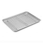 Glownary Half Size Sheet Pan and Cooling Rack Set, Commercial 18 Gauge Aluminum with Stainless Steel Rack, 13 x 18 Inch, Wire Rim, Rectangle Silver