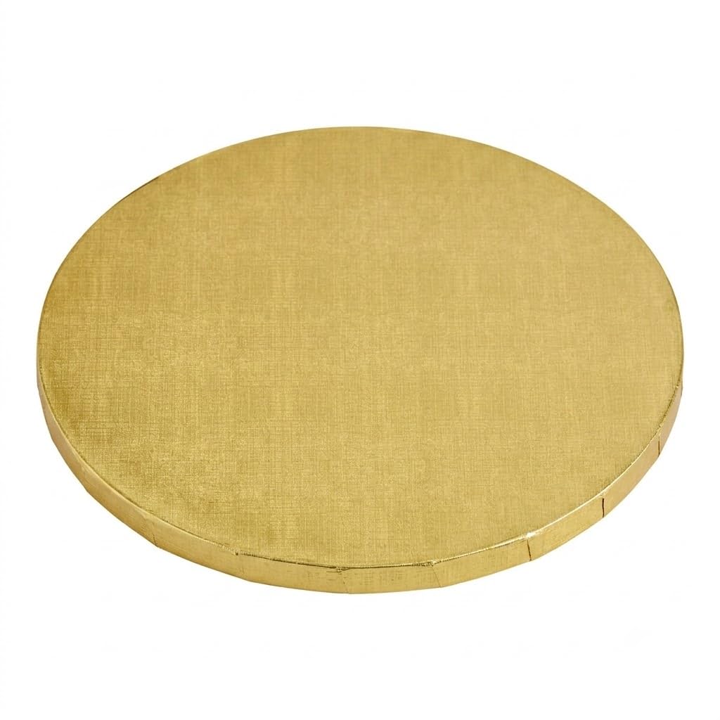 Glownary 12 Inch Round Gold Cake Drum, Double Wall Corrugated Cardboard, 1/2 Inch Thick, Grease-Resistant, 12 Per Case