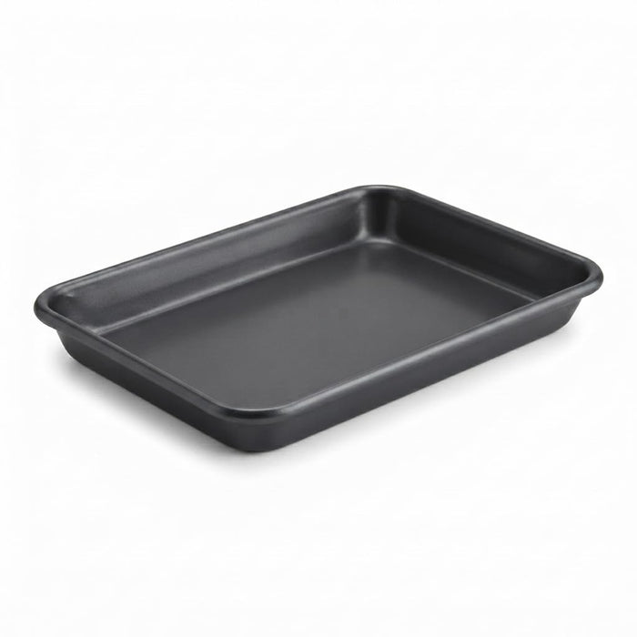 Glownary Eighth Size Non-Stick Aluminum Sheet Pan, 19 Gauge, Gray Wire Rim, 6.5 x 9.5 Inch, Rectangle Bun Tray, Freezer and Oven Safe