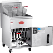Commercial Natural Gas Floor Fryer, 50 lb Capacity, Stainless Steel, 120,000 BTU, with Thermostat Control, 2 Wire Mesh Baskets, 15.5x30.25x47.125 Inches view 2