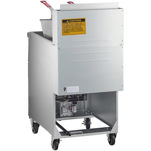 Commercial Natural Gas Floor Fryer, 50 lb Capacity, Stainless Steel, 120,000 BTU, with Thermostat Control, 2 Wire Mesh Baskets, 15.5x30.25x47.125 Inches view 3