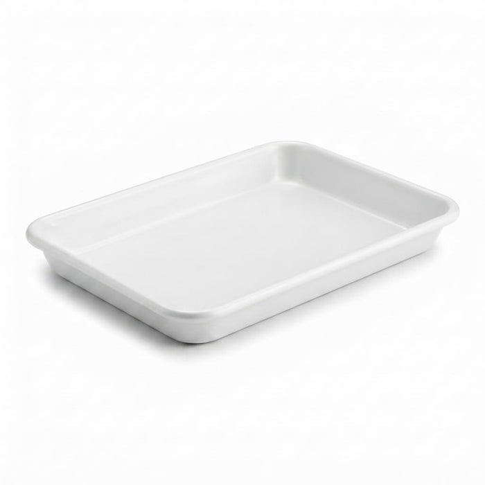 Glownary Eighth Size Aluminum Sheet Pan, 19 Gauge Non-Stick, White Wire Rim, 6.5 x 9.5 Inches, Stackable, Oven and Freezer Safe