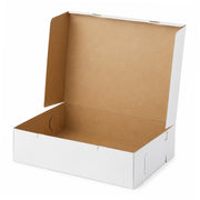 Glownary White Half Sheet Cake Box, 18.5x14.5x5 Inches, Paperboard, Lock Corner Box for Bakery Display, 50 Count Bundle