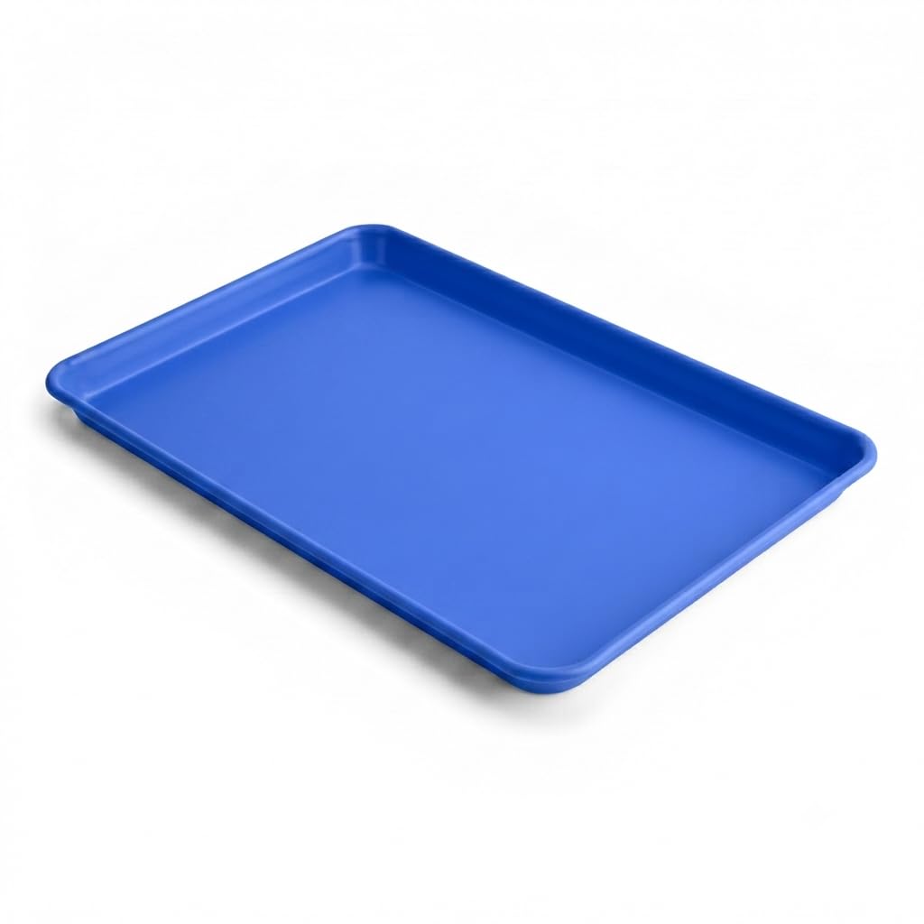 Glownary 19-Gauge Aluminum Sheet Pan, Light Blue Non-Stick Bun Tray with Wire Rim, 9.5 x 13 Inch, Freezer and Oven Safe, Quarter Size