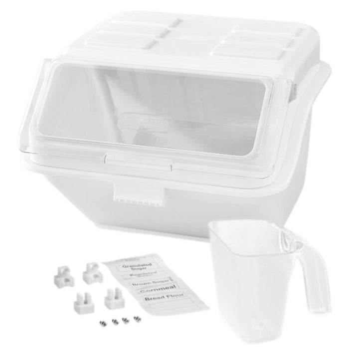 Glownary 12.6 Gallon Ingredient Storage Bin, Clear Flip-Top Lid with Scoop and Labels, 23x22x17 Inches, Plastic Rectangle Container for Flour Sugar Storage