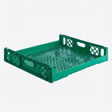 Glownary [4 Pack Commercial Bread Tray, Green Plastic, 29x26x6 Inches, 12-Loaf Capacity, Stackable with Reinforced Corners, Dual Handles