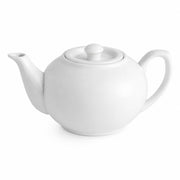 Glownary Bright White Porcelain Teapot, 32 oz Capacity, Round Shape with Sunken Lid, Microwave and Dishwasher Safe, 8 x 5 Inches