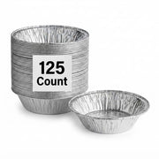 Glownary Disposable Aluminum Foil Pie Pan, 5.75 x 1.625 Inch Deep, Silver, 45 Gauge, Round, Kosher, 125 Pack