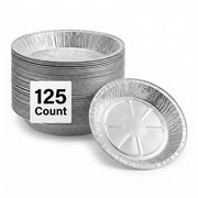 Glownary Extra Deep Foil Pie Pan, 9 x 1.25 Inch, Silver Aluminum, Round, 125 Pack, Wagon Wheel Design Baking Pan, Oven and Freezer Safe