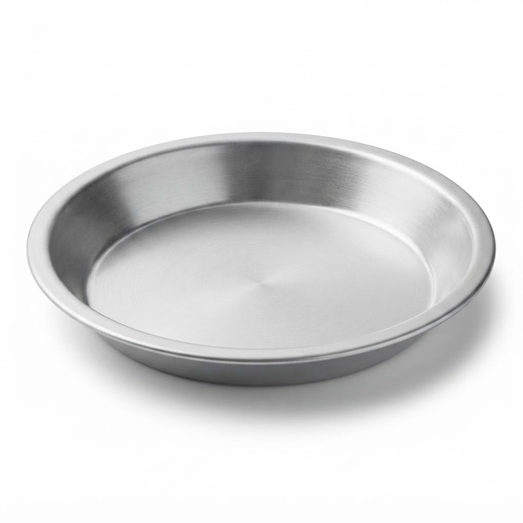 Glownary 8 Inch Aluminum Pie Pan, 16 Gauge, Round, 1.25 Inch Deep, Stackable, Silver, Oven Safe Pan for Baking and Serving