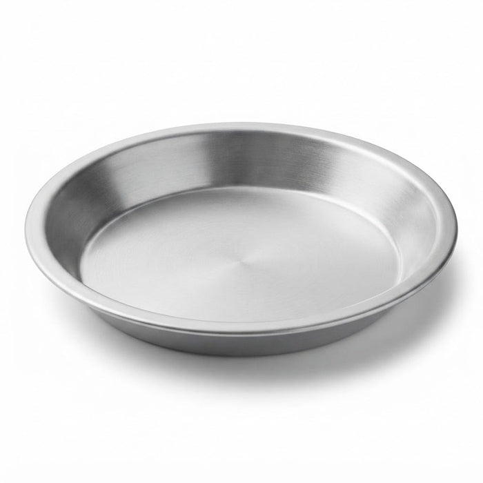 Glownary 8 Inch Aluminum Pie Pan, 16 Gauge, Round, 1.25 Inch Deep, Stackable, Silver, Oven Safe Pan for Baking and Serving