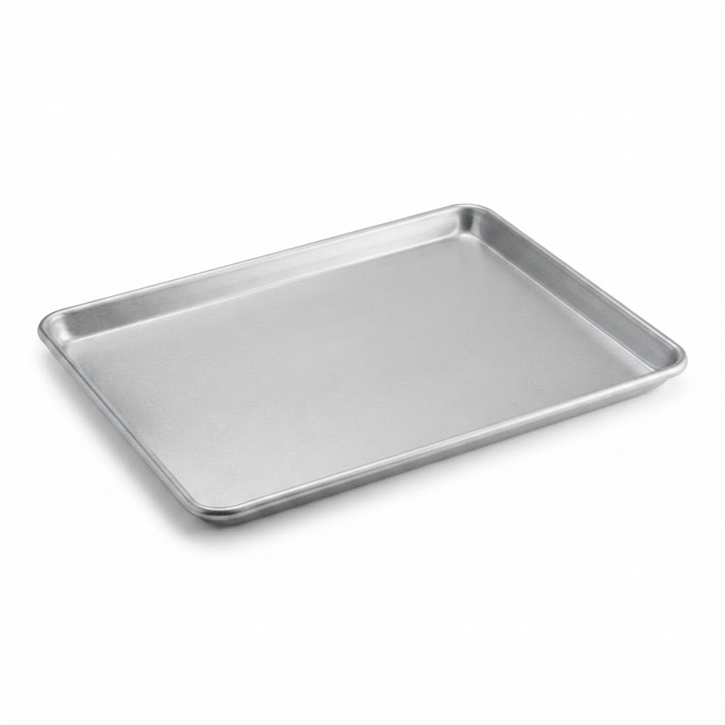Glownary Full Size Aluminum Sheet Pan, 12 Gauge, 18x26 Inch, Open Bead Rim, Commercial Bun Pan, Silver, Stackable