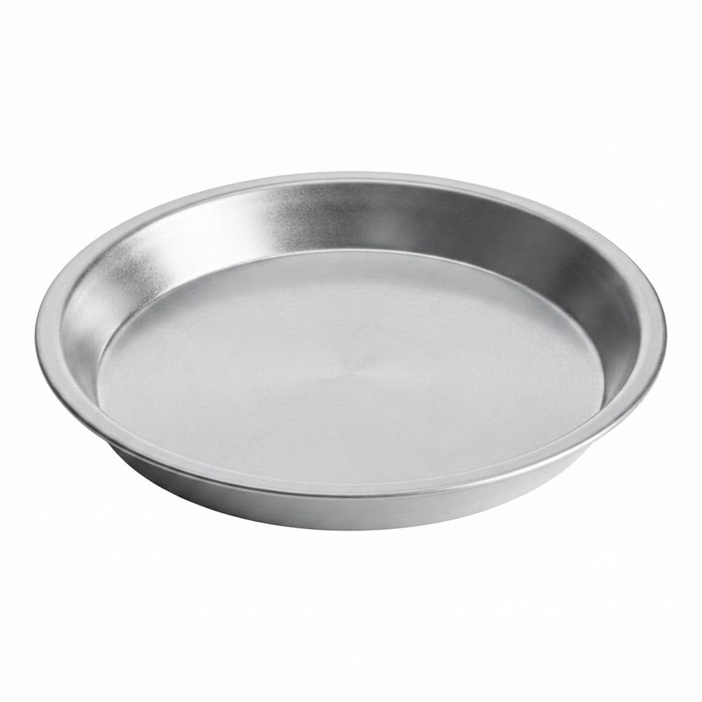 Glownary 12-Inch Aluminum Pie Pan, 16 Gauge, Round, Silver, 1.25-Inch Deep, Stackable, Oven Safe, Commercial Baking Pan