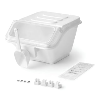 Glownary 2.6 Gallon Ingredient Storage Bin with Flip Lid, Clear Plastic Container, Shelf Clip Design, 12.1x14x8.5 Inches, Includes Scoop and Labels