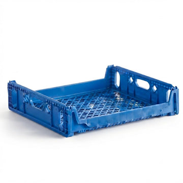 Glownary [4-Pack] Commercial Bread Tray, Blue Plastic, 26 x 22 x 6 Inches, Stackable with Reinforced Corners and Dual Handles