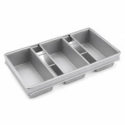 Glownary 3-Strap Aluminized Steel Bread Loaf Pan, Silver, Rectangle Shape, 17.875 x 9.25 x 3 Inches, Silicone Glazed, Commercial Bread Pan, 3 Compartments