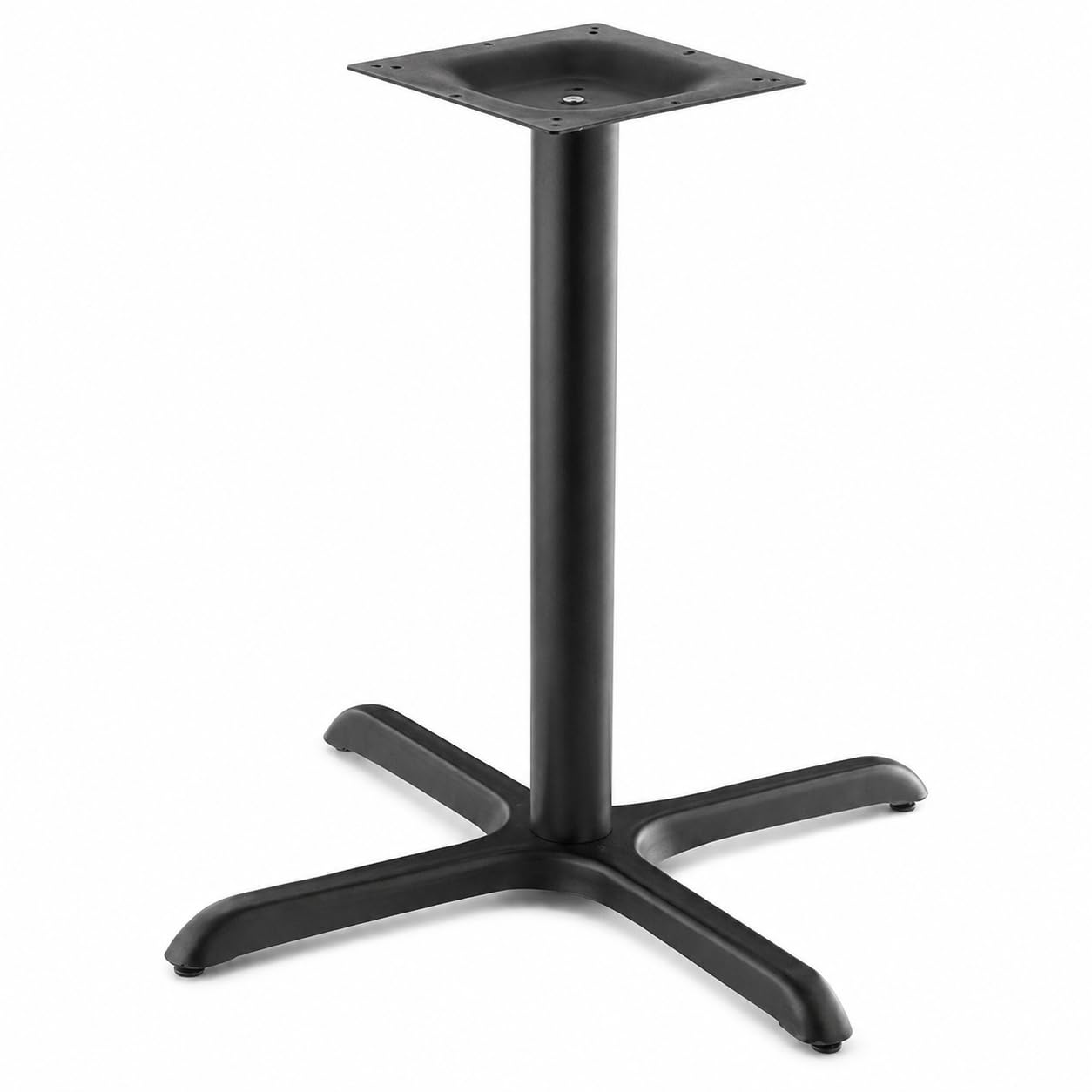 Glownary Excalibur 33 x 33 Inch Cross Black Steel Table Base, 3 Inch Column, Standard Height Indoor Outdoor Use