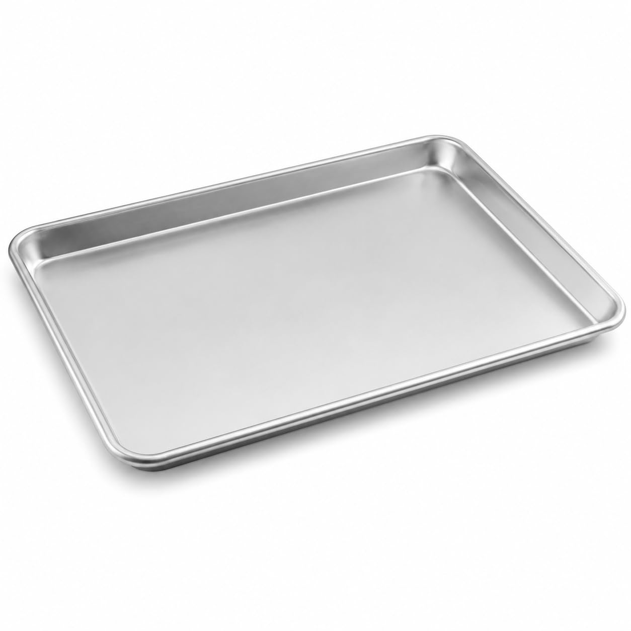 Rectangular Aluminum Sheet Pan, 19 Gauge Wire Rim, 6.5 x 9.5 Inch, Silver, Uncoated, Freezer and Oven Safe, 1/8 Size