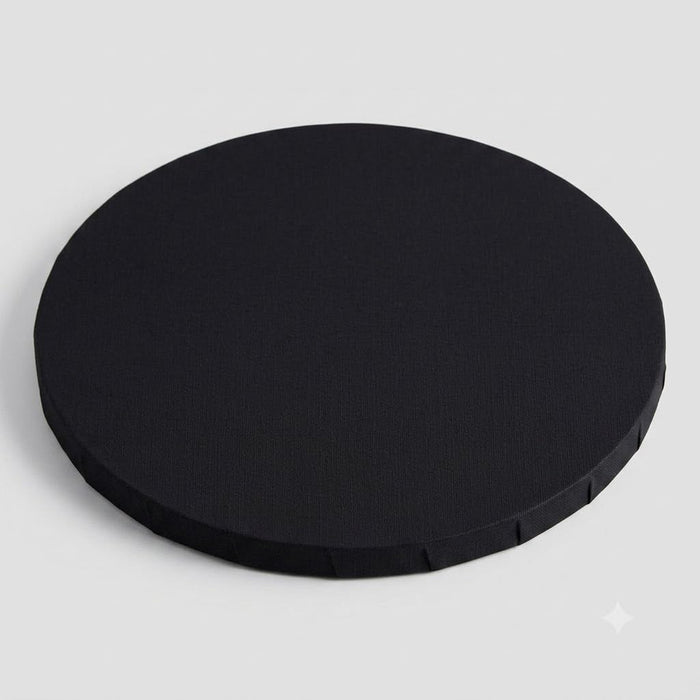 Glownary 12-Inch Round Black Cake Drum, 1/2-Inch Thick Corrugated Cardboard, Grease-Resistant, Double Wall, Foil-Wrapped, 12 per Case