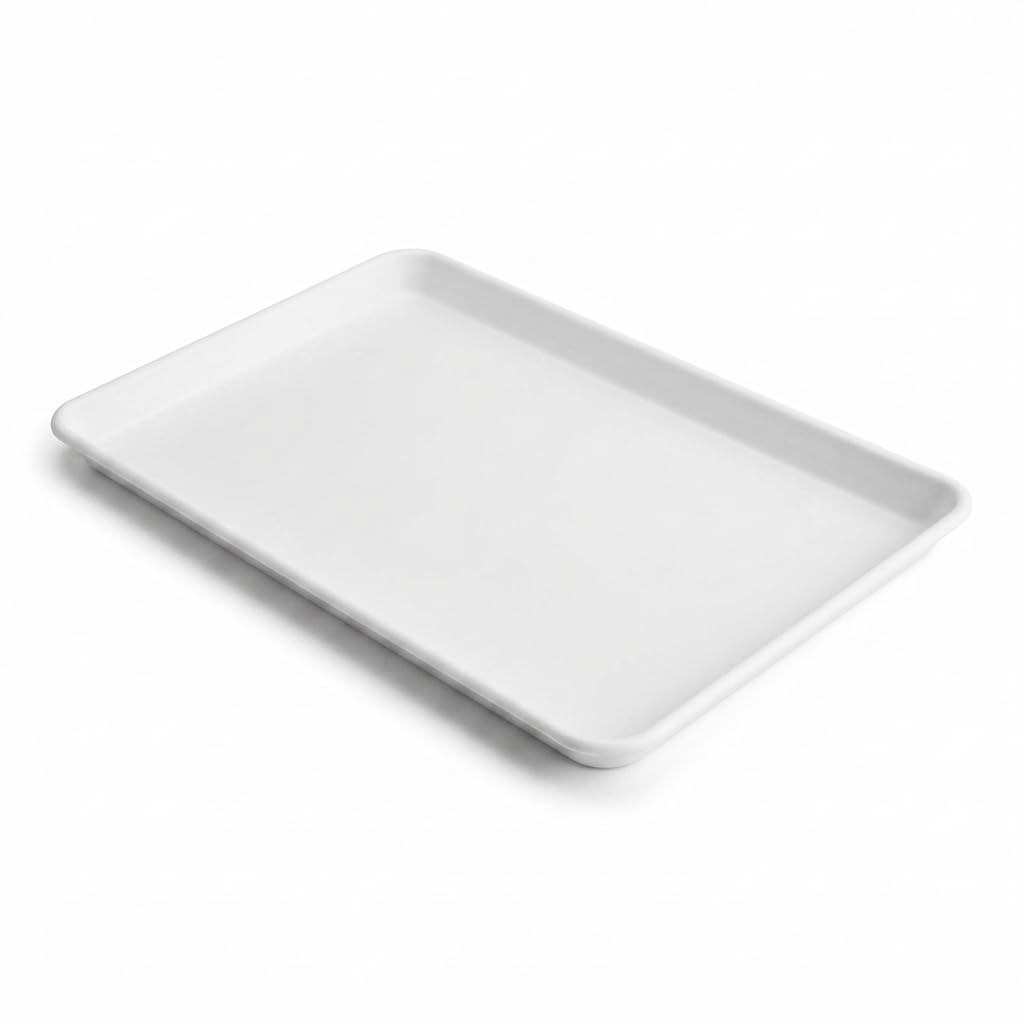 Glownary Quarter Size Non-Stick Aluminum Sheet Pan, 19-Gauge, White Wire Rim, 9.5 x 13 Inch, Stackable Baking Tray for Restaurant, Freezer and Oven Safe