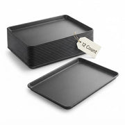 Glownary Half Size Sheet Pan, 18 Gauge Aluminum, Non-Stick Gray, Wire Rim, 13 x 18 Inch, 12 Pack for Commercial Baking