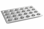 Glownary 24-Cup Aluminized Steel Muffin Pan, Silver, Heavy-Duty Commercial Grade with Silicone Glaze, 26 x 18 Inch, 3.8 oz Capacity per Cup