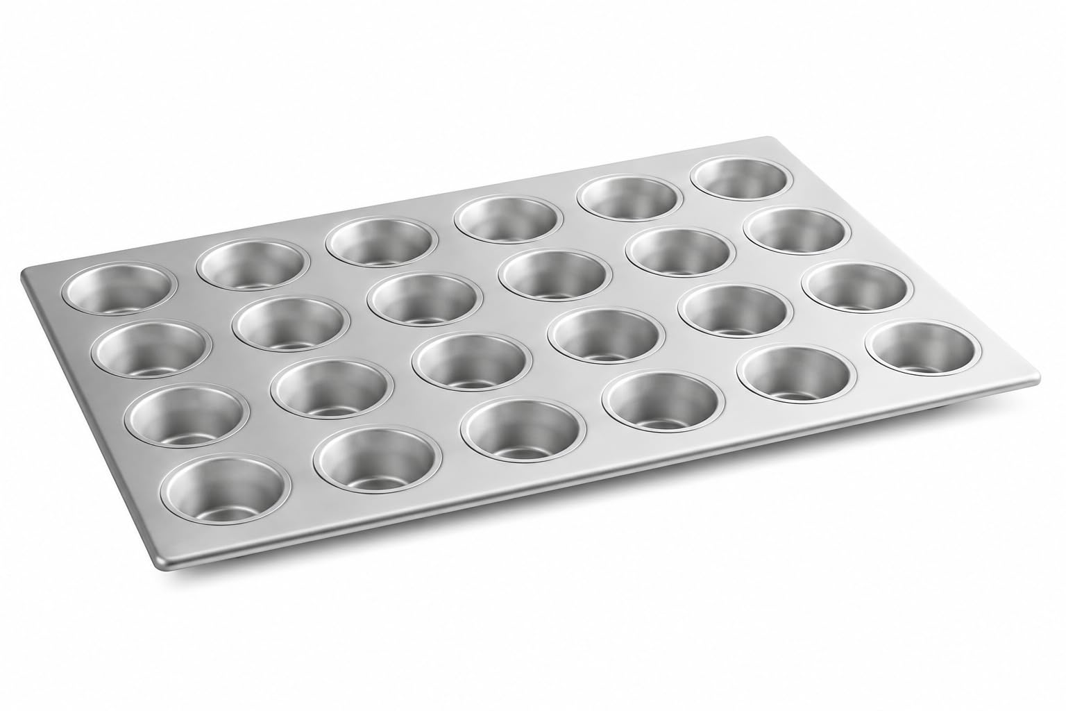 Glownary 24-Cup Aluminized Steel Muffin Pan, Silver, Heavy-Duty Commercial Grade with Silicone Glaze, 26 x 18 Inch, 3.8 oz Capacity per Cup