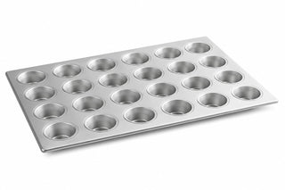 Glownary 24-Cup Aluminized Steel Muffin Pan, Silver, Heavy-Duty Commercial Grade with Silicone Glaze, 26 x 18 Inch, 3.8 oz Capacity per Cup