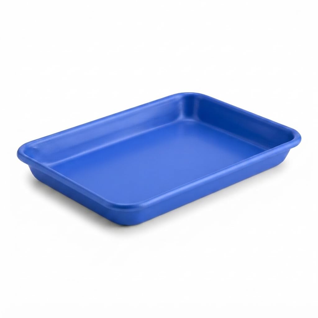 Glownary Light Blue Aluminum Sheet Pan, 1/8 Size, 19 Gauge Non-Stick, Wire Rim, 6.5 x 9.5 Inch, Rectangle Bun Tray for Baking and Serving