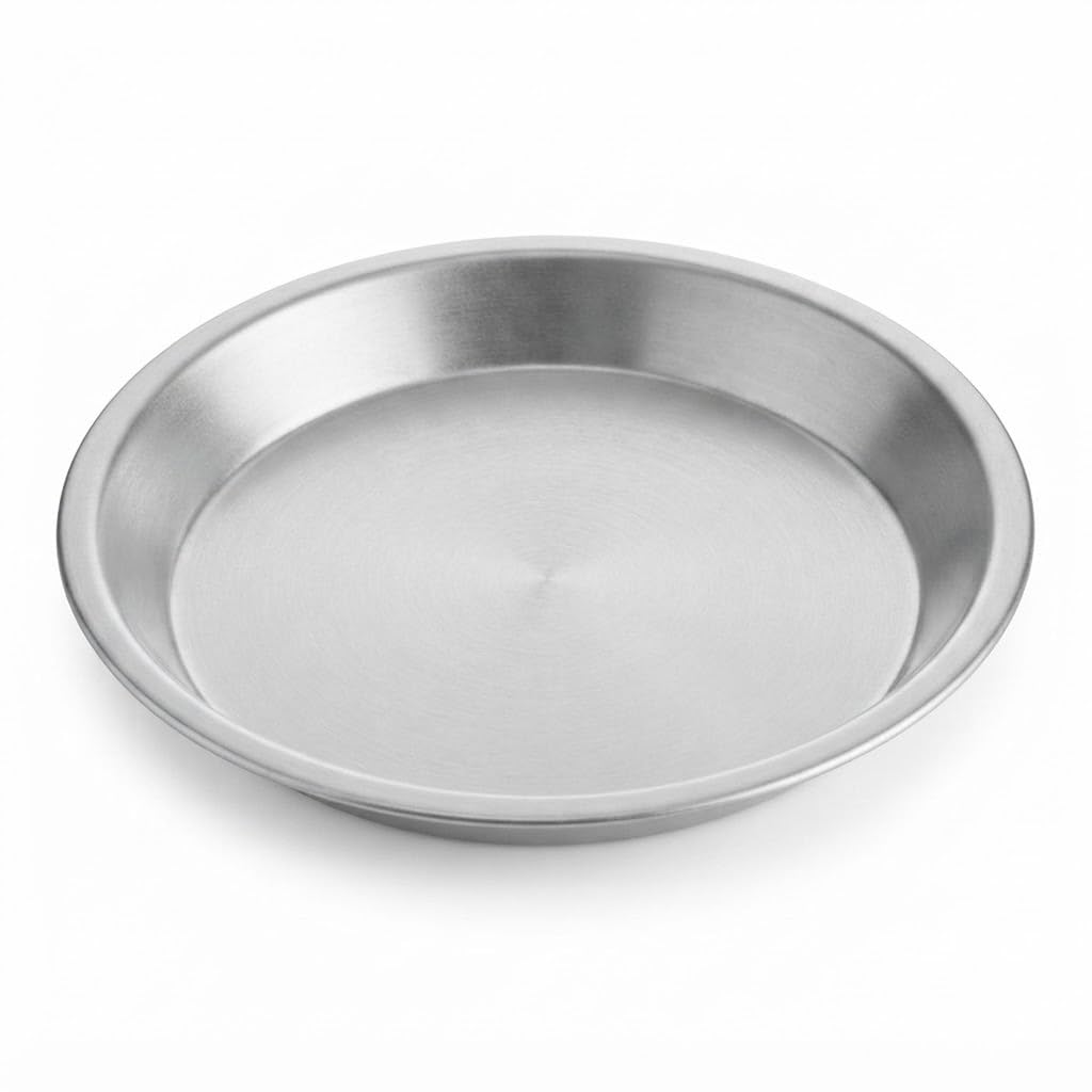 Glownary 11-Inch Aluminum Pie Pan, 16 Gauge, Round, Silver, 1.25 Inch Deep, Stackable, Oven Safe, Commercial Baking Pan