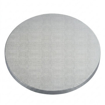Glownary 14 Inch Round Silver Cake Drum, 1/2 Inch Thick Corrugated Cardboard, Grease-Resistant, 12 per Case