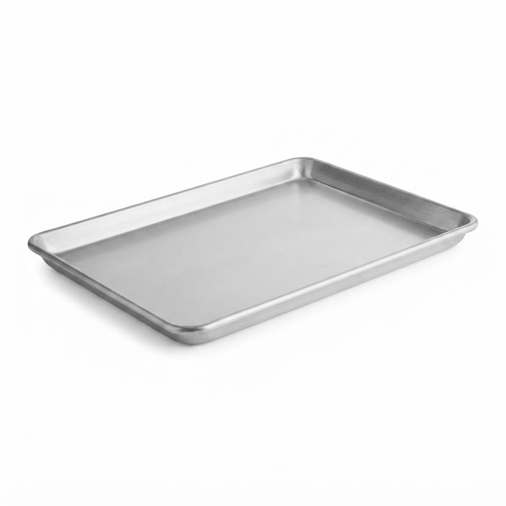 Glownary Heavy-Duty Aluminum Half Sheet Pan, 16 Gauge, Wire Rim, 13 x 18 Inches, Silver, Stackable