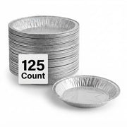 Glownary Aluminum Foil Pie Pan, 7 15/16 x 1 1/8 Inches Deep, Silver, 45 Gauge, Round, Disposable with Star Base Design, 125 per Pack