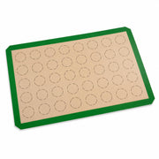 Glownary Silicone Macaron Baking Mat, Green, Full Size 16.5 x 24.5 Inch, 40 Circle Template, Non-Stick, Heavy-Duty 1mm Fiberglass, Commercial Baking Mat