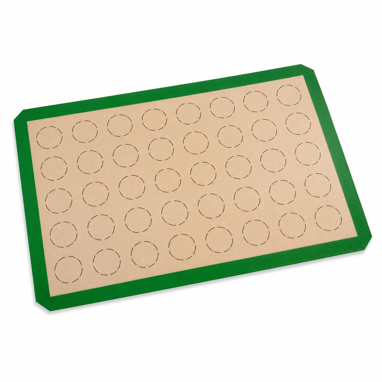 Glownary Silicone Macaron Baking Mat, Green, Full Size 16.5 x 24.5 Inch, 40 Circle Template, Non-Stick, Heavy-Duty 1mm Fiberglass, Commercial Baking Mat