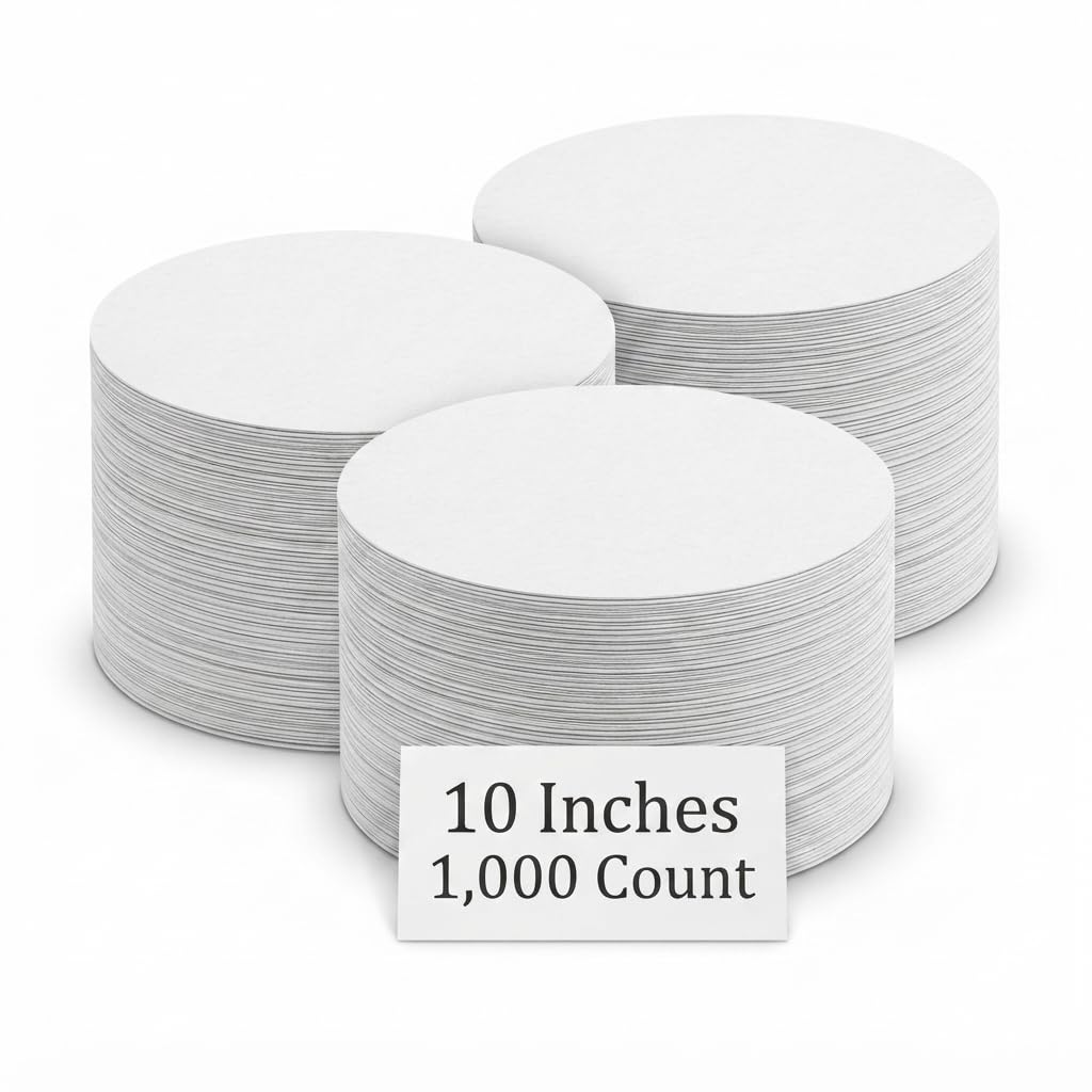 Glownary 10 Inch Round Parchment Pan Liner, White, Quilon Coated, Grease-Resistant, Oven Safe to 425°F, 1000 Sheets per Case,
