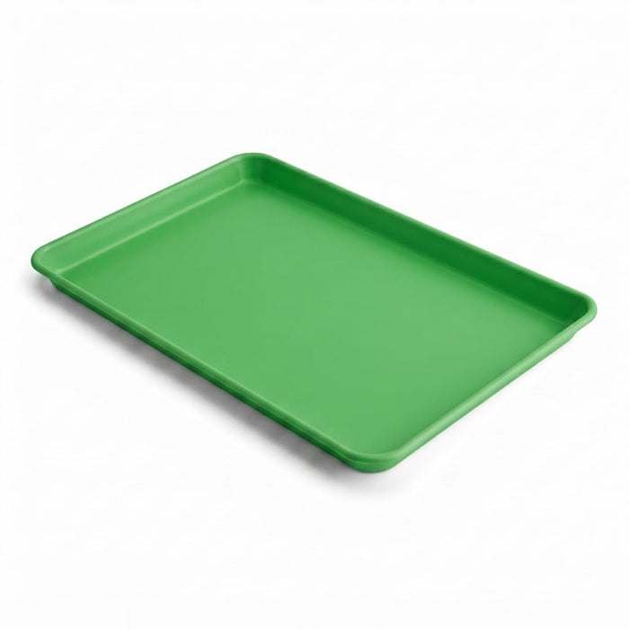 Glownary 19-Gauge Aluminum Sheet Pan, Green Non-Stick Bun Tray with Wire Rim, 9.5 x 13 Inch, Quarter Size, Freezer and Oven Safe