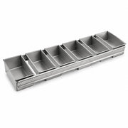 Glownary 6-Strap Aluminized Steel Bread Loaf Pan, Non-Stick Silicone Glazed, 24 7/8 x 6 1/8 x 2 3/16 Inches, 6 Compartments, Silver, Commercial Baking Pan