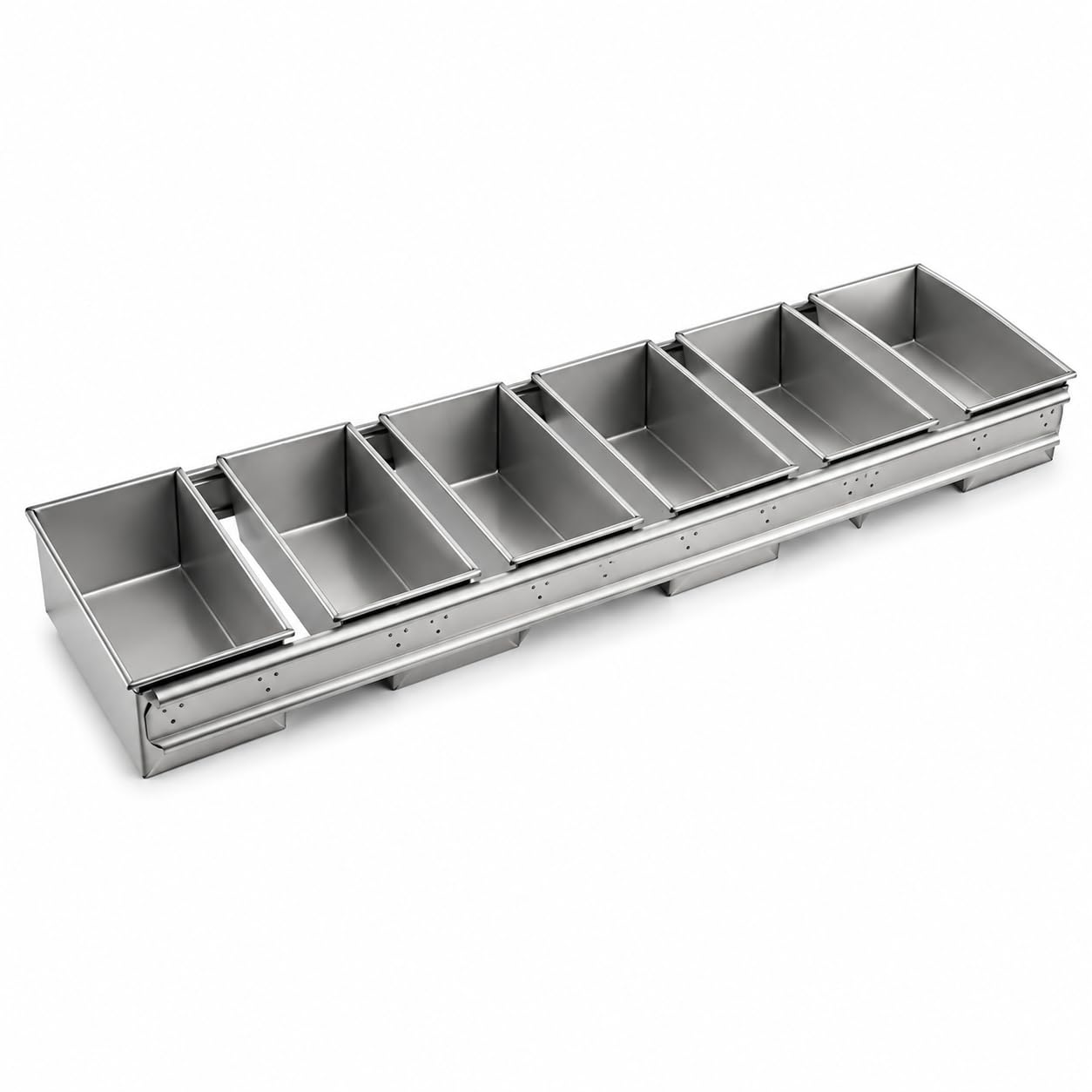 Glownary 6-Strap Aluminized Steel Bread Loaf Pan, Non-Stick Silicone Glazed, 24 7/8 x 6 1/8 x 2 3/16 Inches, 6 Compartments, Silver, Commercial Baking Pan
