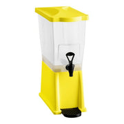 3 Gallon Yellow Rectangular Slim Beverage Dispenser, BPA Free Plastic, Freezer Safe with Stand and Labels, 16 x 8 x 21 Inches