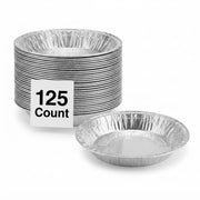 Glownary 6 Inch Aluminum Foil Pie Pan, Medium Depth 7/8 Inch, Silver, Round, Standard Duty, Disposable Baking Pan, 125 Pack