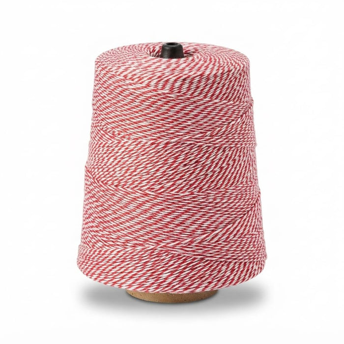 Glownary Red and White Baker's Twine, 4-Ply Polyester Cotton Blend, 3360 Yards, 2 lb Cone for Bakery and Cafe Packaging